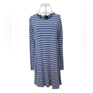 Ultra Flirt Blue and White Striped Long Sleeve Dress